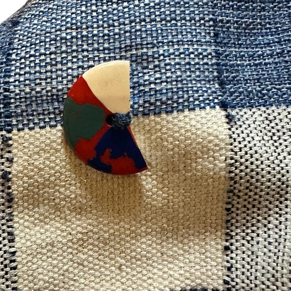 CRYSTAL Handwoven VINTAGE ART TO WEAR Embroidered Button Denim Blazer Medium - Picture 6 of 9